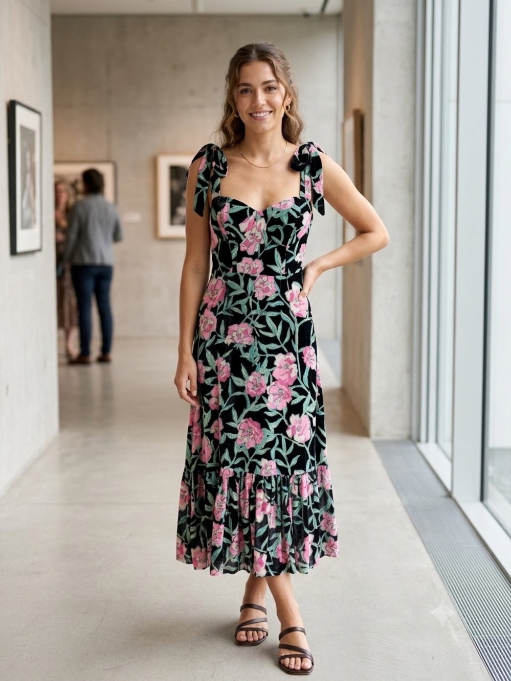 NWT Lulus Velvet Burnout Floral Maxi Dress Babydoll Black Gothic Wedding GuestXL